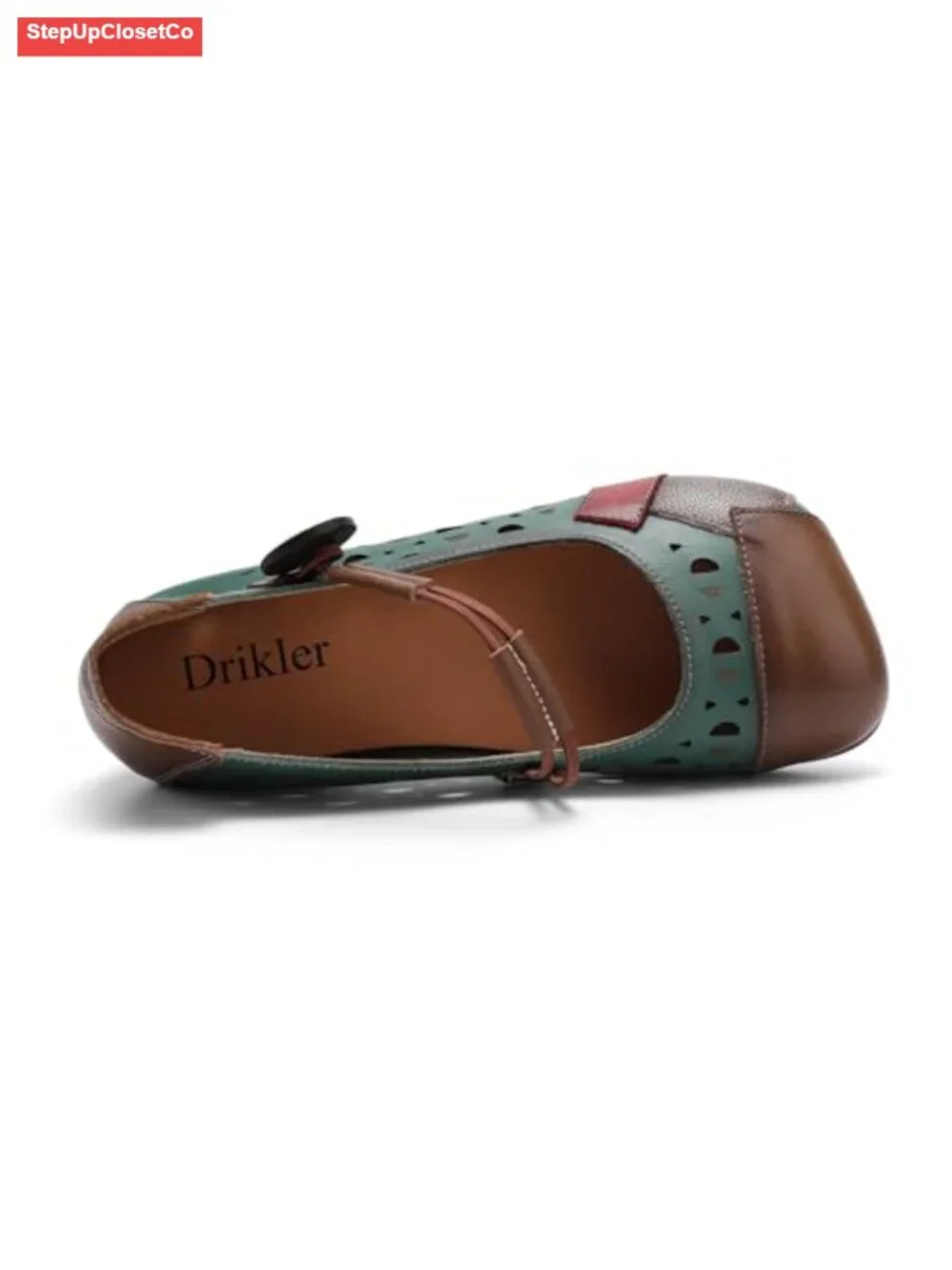 Mary Jane Flats Square Toe Cowhide Leather Low Heel Slip On Walking Loafers
